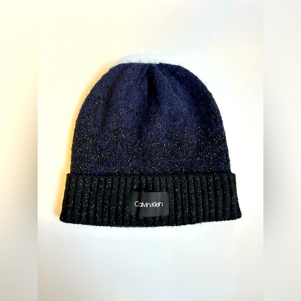 Calvin Klein Black & Navy Sparkles Logo Beanie